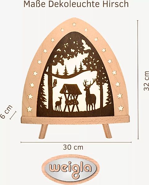 Weigla Lichterbogen »LED Hirsch, Dekolampe aus Holz, Winterdeko & Herbstdek günstig online kaufen