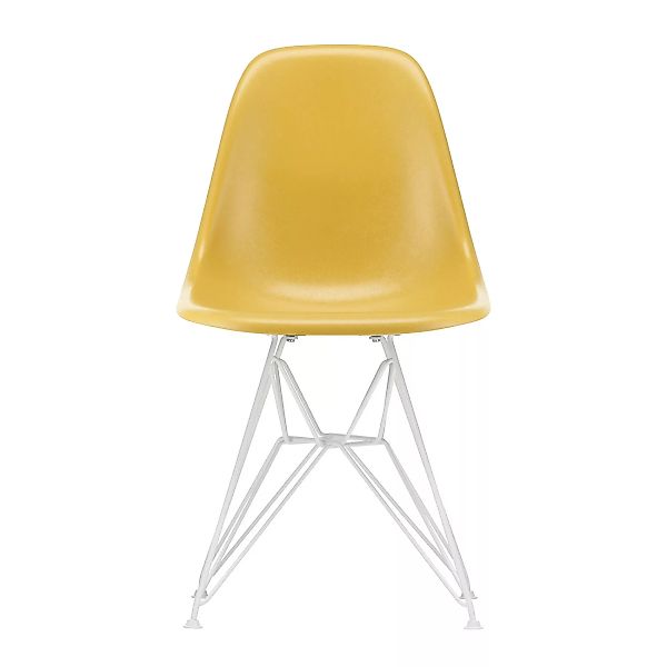 Vitra - Eames Fiberglass Side Chair DSR weiß - ocker hell/Sitzschale Fiberg günstig online kaufen