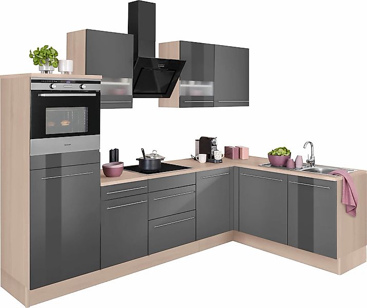 OPTIFIT Winkelküche "Bern mit Hanseatic-E-Geräten" Stellbreite 285x175 cm, günstig online kaufen