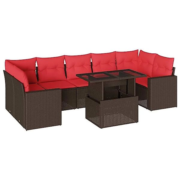vidaXL 8-Tlg Gartensofa-Set mit Kissen Braun Polyrattan 3267154 günstig online kaufen