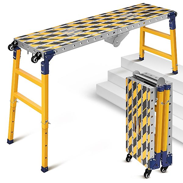 XERSEK Arbeitsplattform 2in1 Stahl Klappleiter Fahrgerüst günstig online kaufen