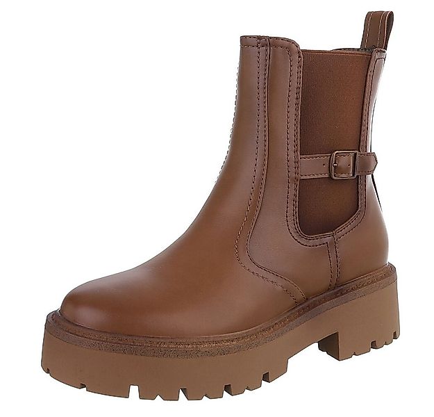 Ital-Design Stylische Chelsea-Boots mit Riemen für Damen Plateaustiefelette günstig online kaufen