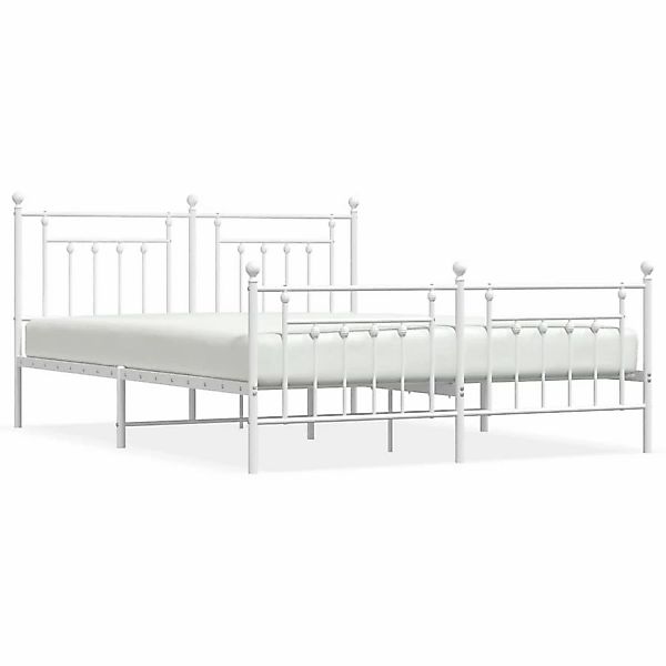 vidaXL Bettgestell mit Kopf- und Fußteil Metall Weiß 183x213 cm Modell 5180 günstig online kaufen