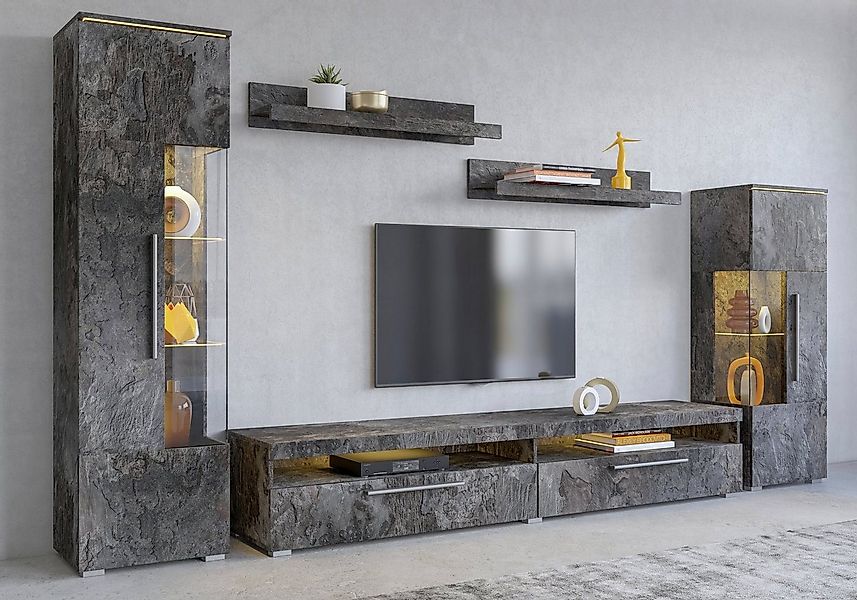 INOSIGN Wohnwand India,Breite 290cm moderne Mediawand ohne Beleuchtung, (Se günstig online kaufen