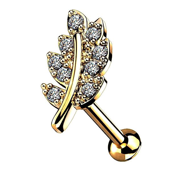 Taffstyle Piercing-Set Tragus Labret Piercing Stecker flach Kristall Blatt günstig online kaufen