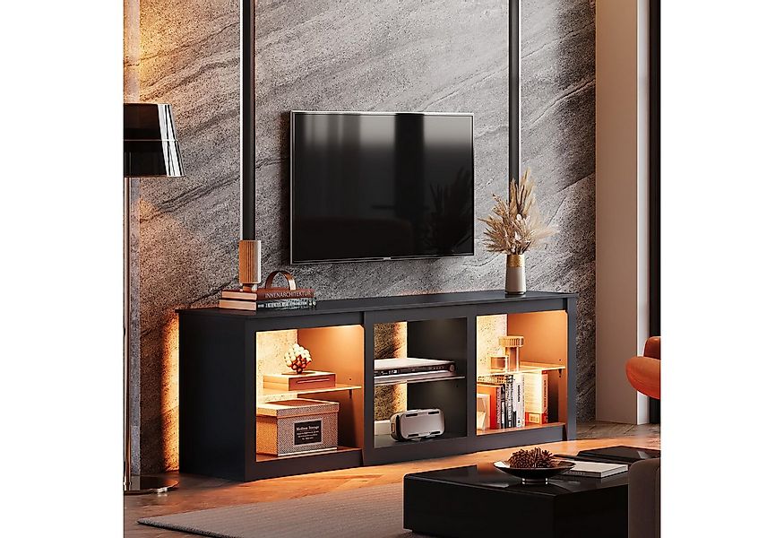 WLIVE Lowboard TV-Schrank mit RGB-LED (22 Modi), 3 offene Fächer & verstell günstig online kaufen
