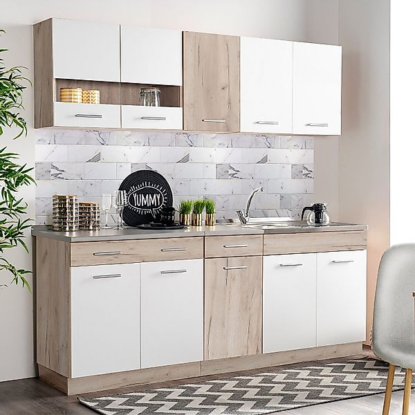 Homestyle4u Küchenzeile 200 cm ohne Geräte günstig online kaufen