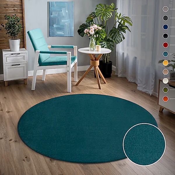Sanat Teppich »Uni«, rund, 13 mm Höhe, robuster Kurzflorteppich, große Farb günstig online kaufen