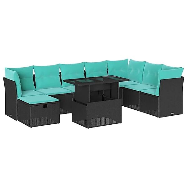 vidaXL 9-Tlg Gartensofa-Set mit Kissen Schwarz Polyrattan 3274707 günstig online kaufen