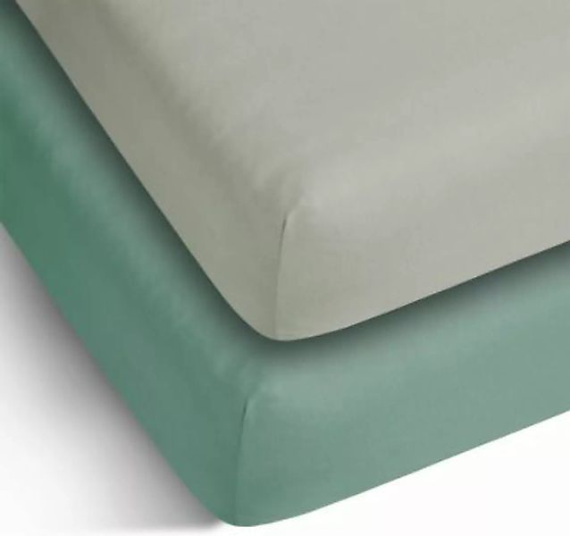 Aspero® 2 x Spannbettlaken aus Baumwolle Bettlaken blau/grau Gr. 180-200 x günstig online kaufen