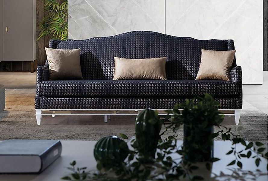 Xlmoebel 3-Sitzer Neues luxuriöses Textilsofa in Grau für das Wohnzimmer - günstig online kaufen