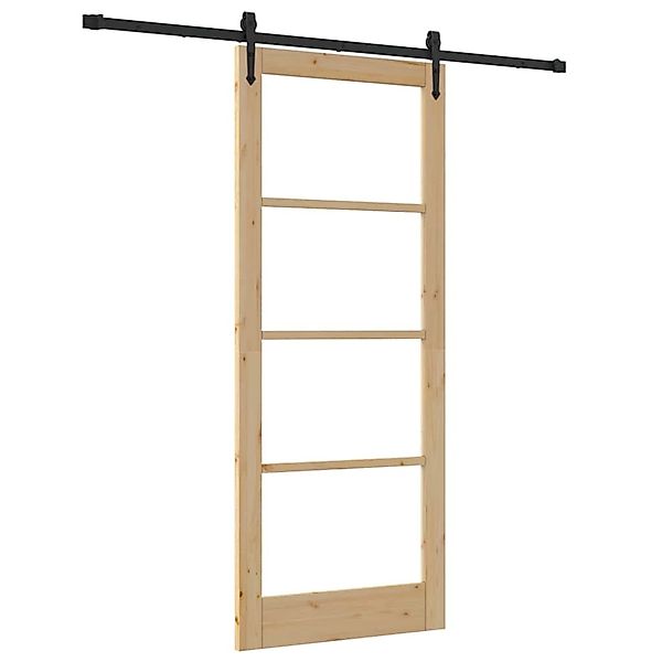 vidaXL Schiebetür Braun 86 x 211 cm Holz und Metall 3332397 günstig online kaufen