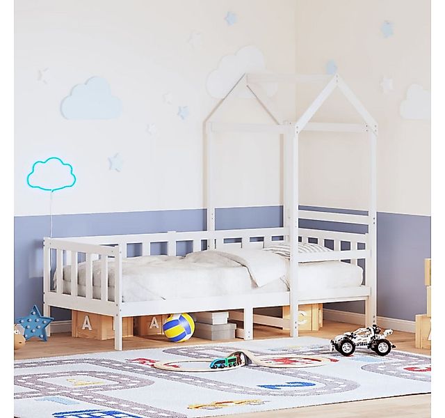 vidaXL Bett, Tagesbett mit Dach Weiß 90x200 cm Massivholz Kiefer günstig online kaufen
