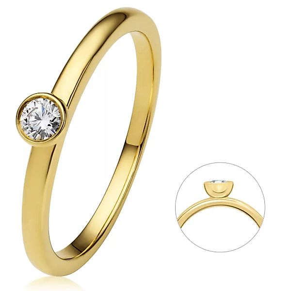 ONE ELEMENT Diamantring "0.1 ct Diamant Brillant Zarge Ring aus 750 Gelbgol günstig online kaufen