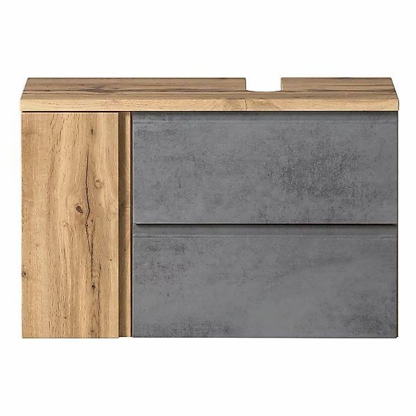 Held Möbel Unterbeckenschrank Ancona 85cm Betongrau-Wotaneiche Ausschnitt r günstig online kaufen