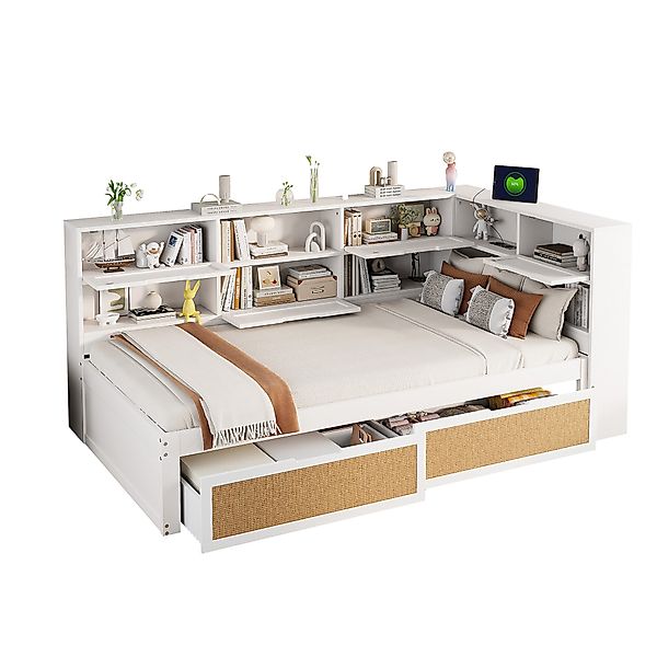 OKWISH Stauraumbett Holzbett Einzelbett Kinderbett mit günstig online kaufen