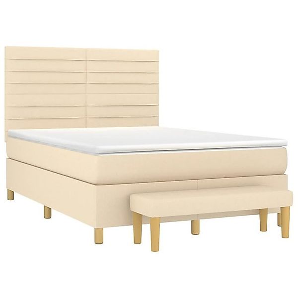 vidaXL Bett Boxspringbett mit Matratze Creme 140x200 cm Stoff günstig online kaufen