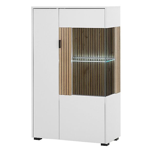 Lomadox Highboard HUNTER-61, weiß matt Eiche günstig online kaufen