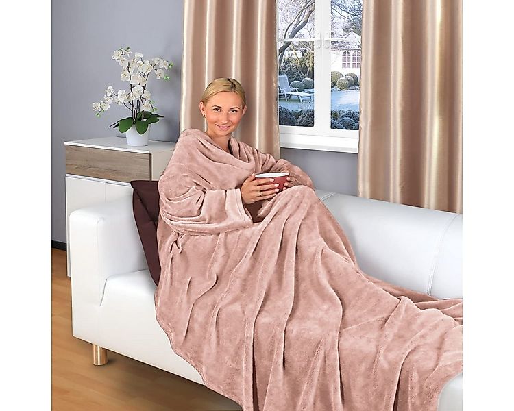Wohndecke flauschige, tragbare Kuscheldecke mit Ärmeln ohne Fußtasche, Gräf günstig online kaufen