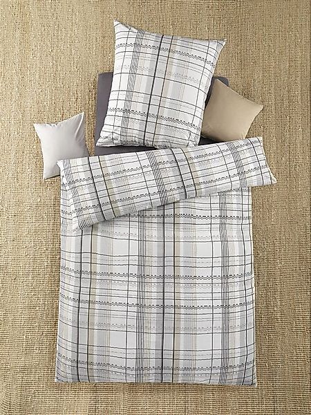 soma Bettwäsche Baumwoll Seersucker 135 cm x 200 cm grau / natur, Bettbezug günstig online kaufen