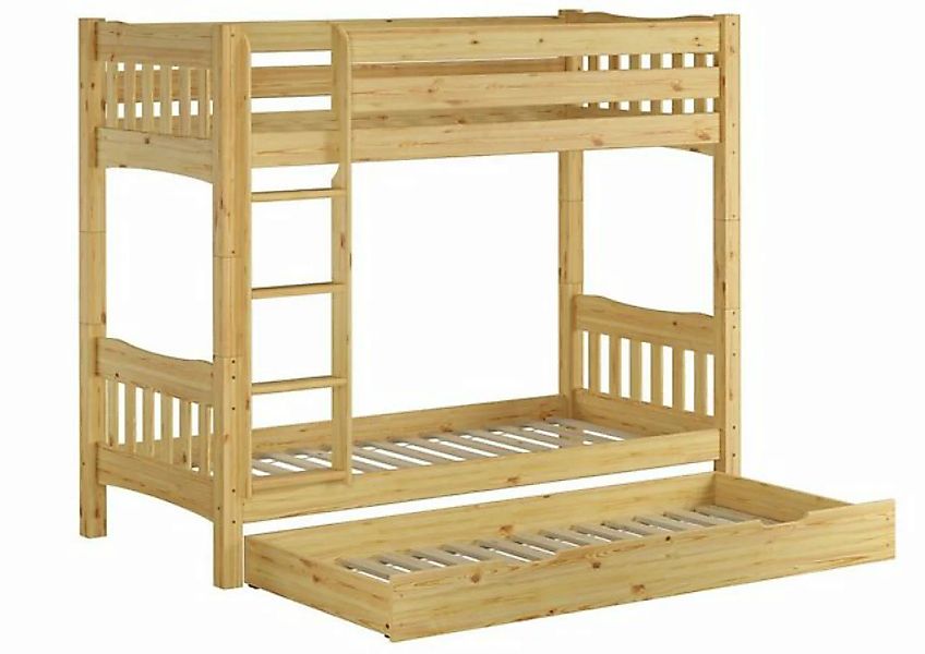 Erst-Holz® Stockbett 90x200 Kiefer massiv mit Rollrost u. Gästebettkasten n günstig online kaufen