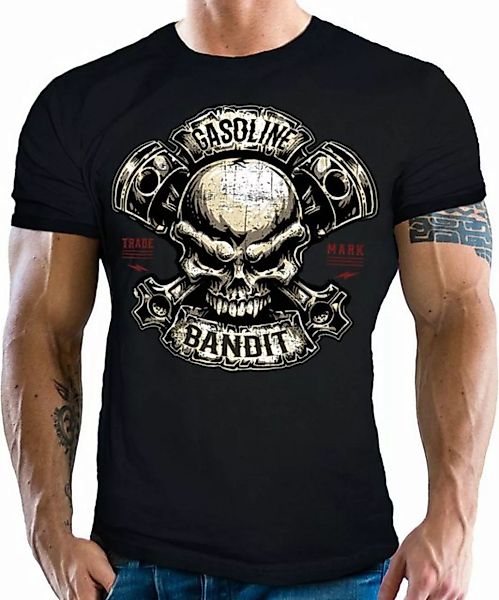 GASOLINE BANDIT® T-Shirt in schwarz für Biker Racer Fans: Piston Skull günstig online kaufen