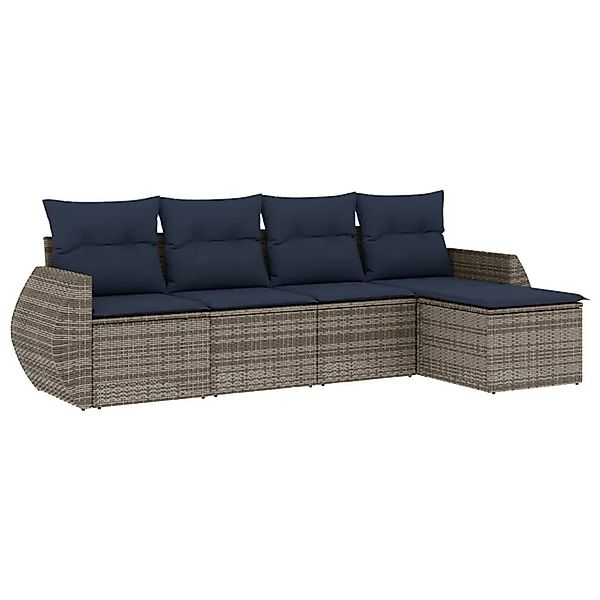 vidaXL 5-Tlg Gartensofa-Set mit Kissen Grau Polyrattan 3221290 günstig online kaufen
