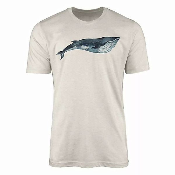 Sinus Art T-Shirt Herren Shirt 100% gekämmte Bio-Baumwolle T-Shirt Blauwal günstig online kaufen