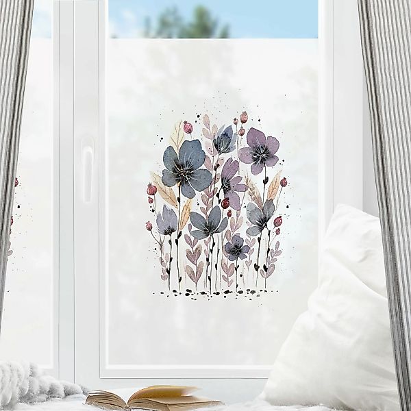 Fensterfolie Esther Meinl - Violette Aquarell Blumen günstig online kaufen