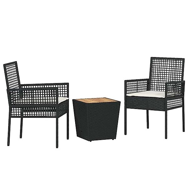 vidaXL Garten Bistro Set 3-Tlg Schwarz Poly Rattan 3334960 günstig online kaufen
