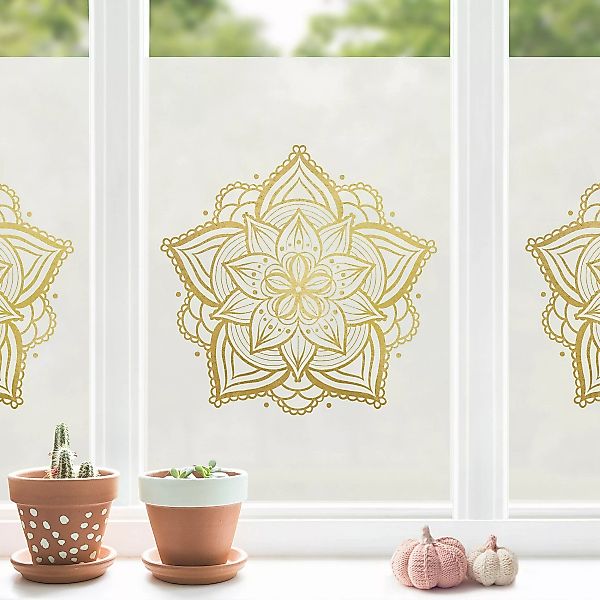 Fensterfolie Mandala Blüte Illustration weiß gold günstig online kaufen