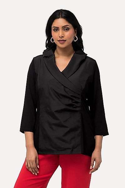 Ulla Popken T-Shirt Shirt Taft-Kragen Classic V-Ausschnitt 3/4-Arm günstig online kaufen