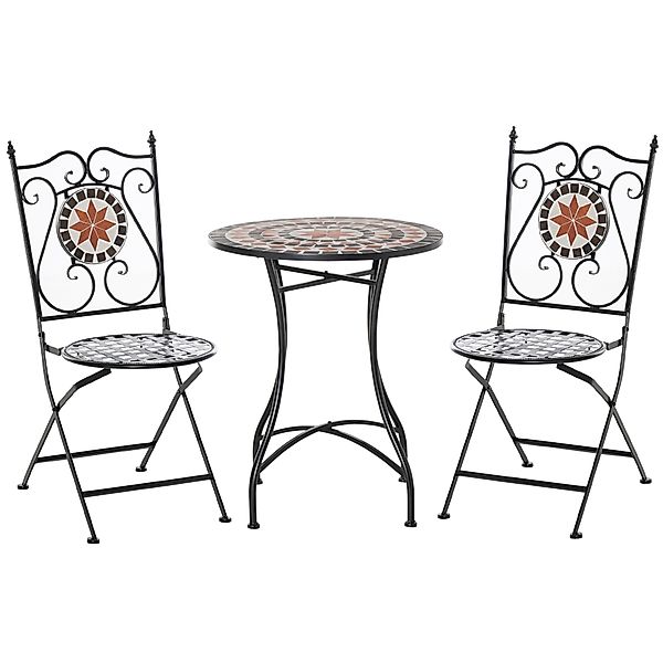 Outsunny Gartenset Balkonmöbel Set für 2 Personen mit Mosaiktisch und 2 fal günstig online kaufen