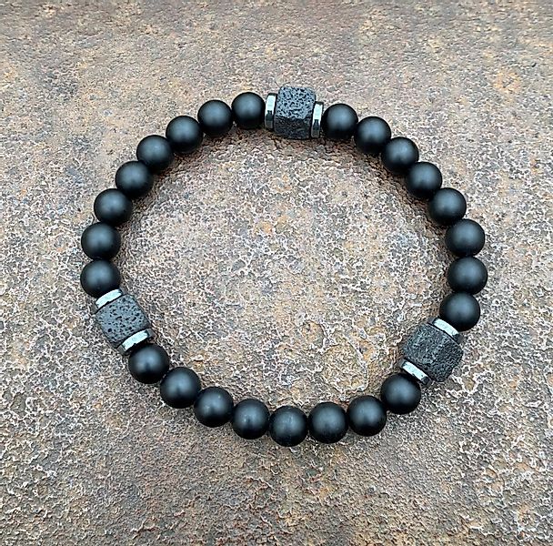 NAHLE Perlenarmband Naturstein Armband Lavastein Onyx (inklusive Geschenkbo günstig online kaufen
