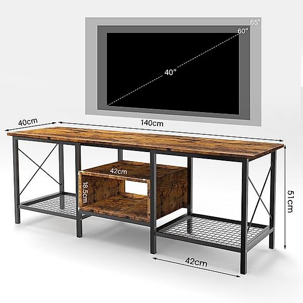 oyajia TV-Schrank TV-Schrank, Lowboard Kommode TV-Möbel mit Mit 3 offene Fä günstig online kaufen