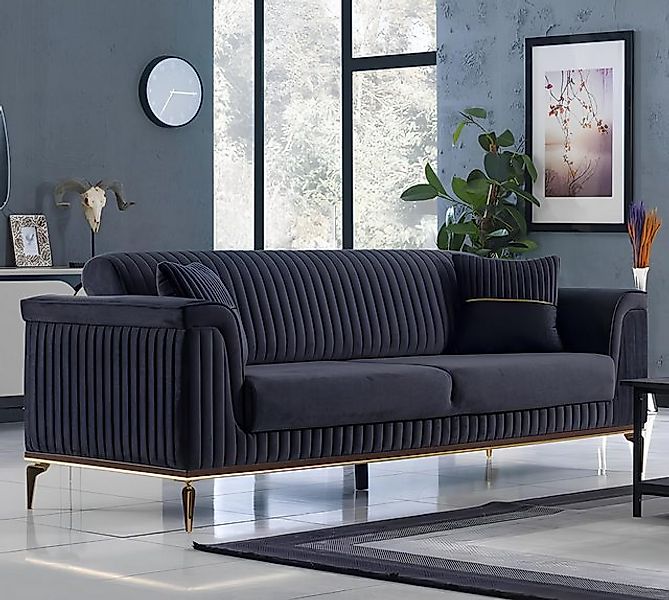 JVmoebel 3-Sitzer Schwarz Sofa Dreisitzer Couch Sitzmöbel Polster Möbel, 1 günstig online kaufen