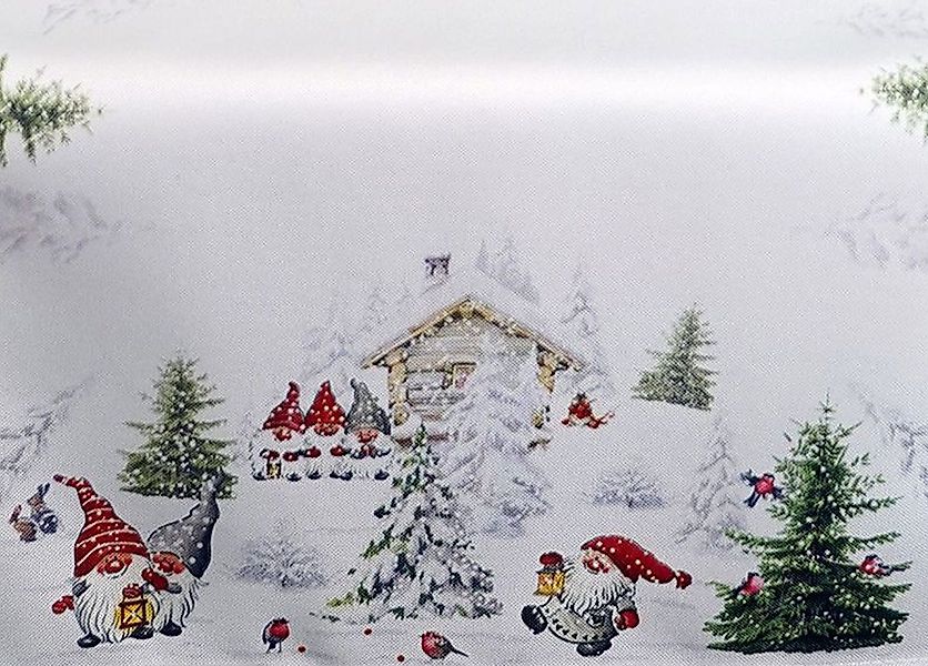 texpot Tischdecke Druck Wichtel im Schnee günstig online kaufen