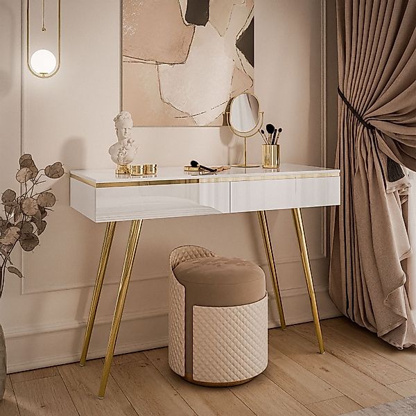 ALLHOUSE24 Konsolentisch PEONY-V GOLD weiß Hochglanz günstig online kaufen