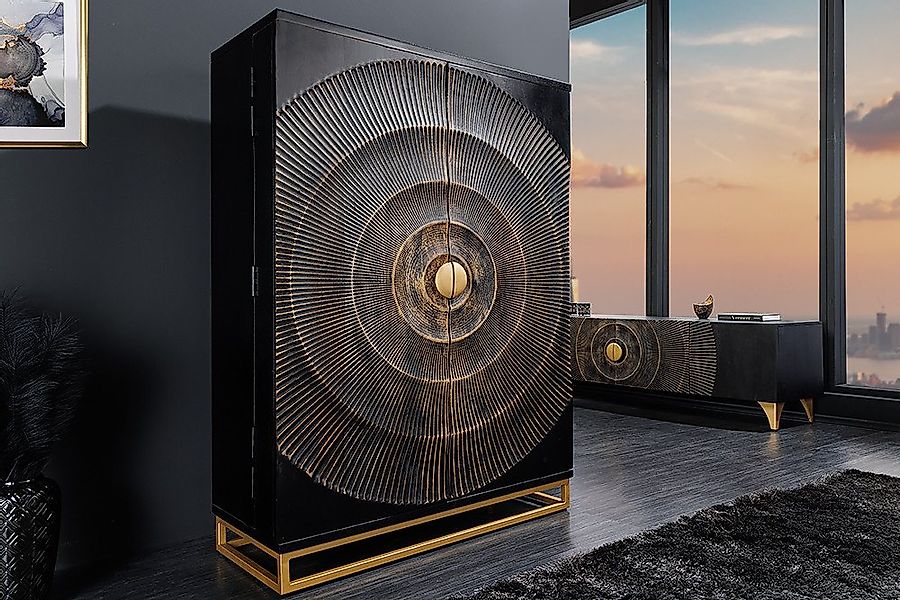 riess-ambiente Barschrank GOLDEN SUNSET 140cm schwarz / gold (Einzelartikel günstig online kaufen