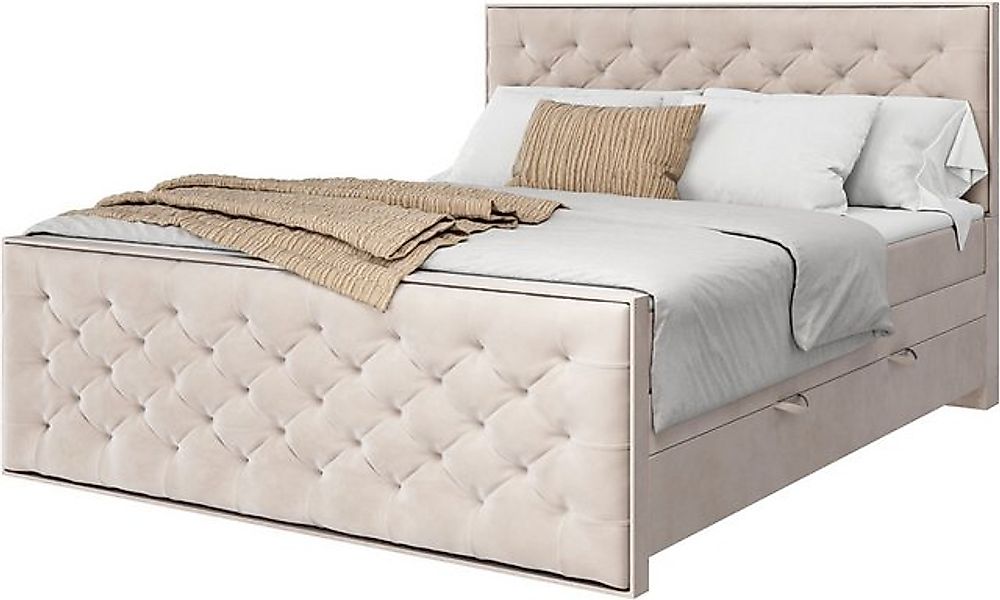 FORTE Boxspringbett, Zwei große Bettkästen, Matratze H2/H3 mit 7 Komfortzon günstig online kaufen