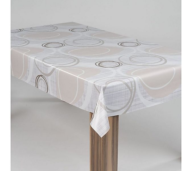laro Tischdecke laro Wachstuch-Tischdecke Wachstischdecke Kreiswogen Weiß B günstig online kaufen