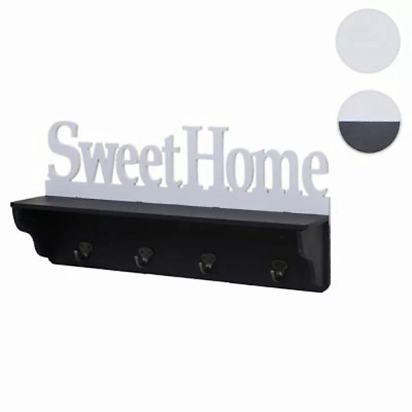 HWC Mendler Wandgarderobe Sweet Home mit 4 Haken schwarz/weiß günstig online kaufen