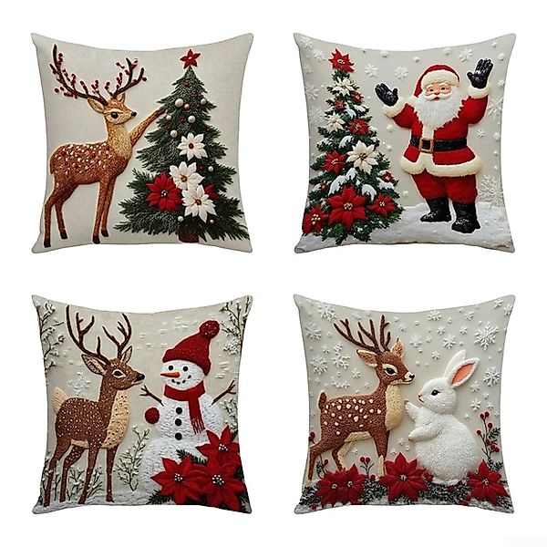 Coonoor Kissenbezüge Weihnachten Kissenbezug 45x45cm 4er günstig online kaufen