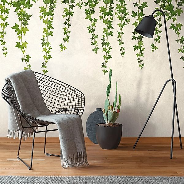 PROFHOME 382391-GU Fototapete Floral Matt Grün Grau 3,71 m x 2,8 m 0,53 m x günstig online kaufen