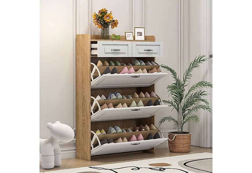 Flieks Schuhschrank (B80/T23,5/H131 cm, 1-St) Schuhkommode mit 3 Klappen un günstig online kaufen