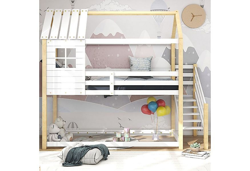 autolock Etagenbett Etagenbett, Bett mit Ecktreppe, mit Fallschutz und Gitt günstig online kaufen