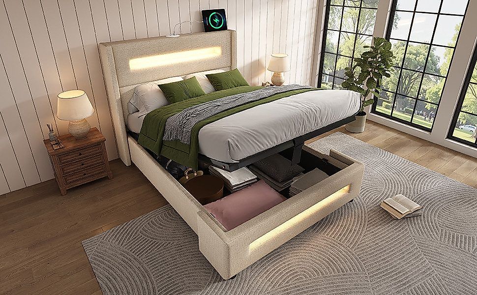 Ulife Polsterbett Jugendbett, Stauraumbett mit hydraulischem günstig online kaufen