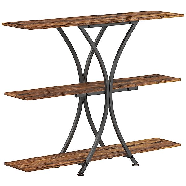 HOMCOM Konsolentisch mit 3 Ebenen, Sofatisch im Industrial-Stil mit 2 offen günstig online kaufen