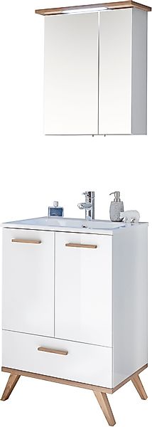 Saphir Badmöbel-Set »Quickset 2-teilig, Mineralmarmor-Waschtisch und LED-Sp günstig online kaufen