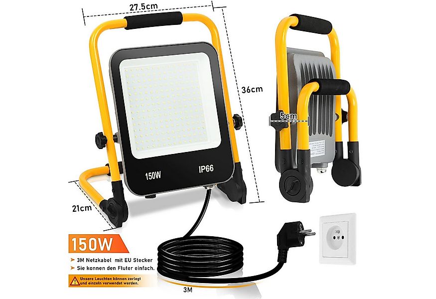 Clanmacy LED Baustrahler LED Baustrahler LED Fluter mit Stativ Scheinwerfer günstig online kaufen